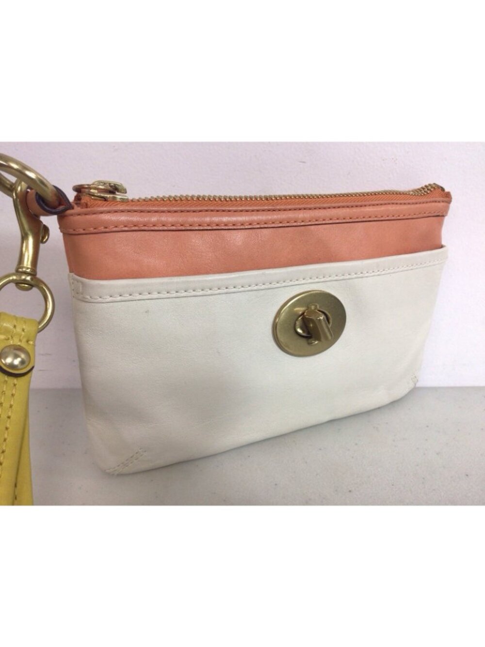 Coach Vintage Legacy Stripe Limited Large Wristlet Clutch Brass Rare - Picture 2 of 9
